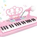 M SANMERSEN Toys for 3+ Year Old Girls - Kids Piano Keyboard 37 Keys Piano with Microphone Portable Electronic Keyboards Musical Instrument Educational Toys Birthday Gifts for Girls Age 3-6, Pink
