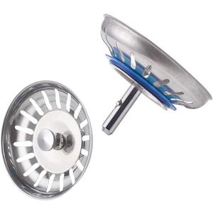 Pack Of 2 Kitchen Sink Strainer Plug, 80mm 304 Stainless Steel Sink Plug Basket with Multiple Holes for Kitchen Bathroom Sinks