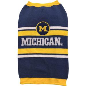 NCAA Michigan Wolverines Dog Sweater, Size Small, Warm and Cozy Knit Pet Sweater with NCAA Team Logo, Best Puppy Sweater for Small Dogs