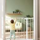 Newnice 36.6" Extra Tall Baby Gate, 29-46" Wide Auto Close Pressure Mounted Wide Dog Gate, Doorways, Easy Walk Through Wide Pet Gate for Stair,House,Kitchen,Hallway,Doorway, White