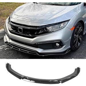 Front Bumper Lip Splitter Spoiler Fit for Honda Civic LX/Sport/EX/Si/Touring 2016-2021 Hatchback/Coupe/Sedan, 4pcs Accessories Air Chin Body Kit (Gloss Black)