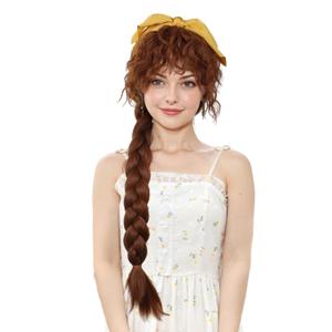 ColorGround Long Purple Braid Cosplay Wig for Halloween Party Costume (Brown with Blonde)