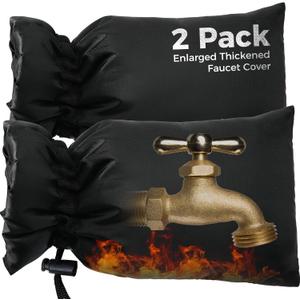 Outdoor Faucet Covers for Winter Freeze Protection, 2 Pack 6.7" x 9.5" Hose Bib Cover, Water Spigot Covers Winter Insulated, Pipe Wrap Insulation Cover Socks Outside Faucet Freeze Protector