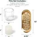 Dawhud Direct Glass Candle Holders - Transparent with Gold Base - Elegant Candle Centerpieces for Tables - Durable Heat-Resistant Design - Perfect for Weddings and Holidays - 3 Glass Set