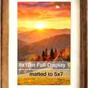 8x10 Solid Wood Picture Frame with Mat, Walnut Wooden Photo Frame with Tempered Glass, Tabletop or Wall Mounted Display