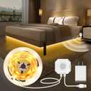 MATICOD Motion Sensor Light Indoor Under Bed Lights Under Cabinet Lights, Motion Activated Led Light Strip for Bedroom,Warm White LED Closet Light Motion Sensored Under Cabinet Lighting NO APP (9.84FT)