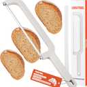 Adjustable Bread Slicer for Homemade Bread, Upgrade Food-Grade Plastic Bread Knife with Thickness, Dishwasher Safe, Bow Design Easy to Cutting Even Slices for Sourdough, Baguettes and More