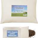 LOFE Organic Buckwheat Pillow for Sleeping with Organic Cotton Pillowcase - 14''x20'' Adjustable Pillow, Breathable for Cool Sleep, Cervical Support for Back and Side Sleepers(Tartary Buckwheat Hulls) (Off White(pure))