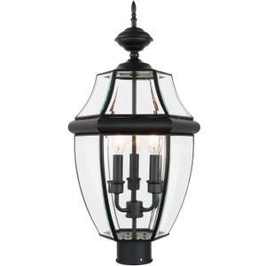 Kalium Outdoor Post Lights, 3 Light Lamp Post Light Fixture Hardwired with Clear Beveled Glass, 23" Large Waterproof Lamp Pillar Fixtures for Yard Pathway Porch Patio 60W Matte Black (3-Light-Black (NO Dusk to Dawn))