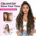 REECHO Ponytail Extension 30" Long Claw Clip Ponytail Extension for Women Curly Pony Tails Hair Extensions Clip in Synthetic Hairpiece for Women, Dark Chocolate Brown with Highlights