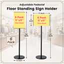 6 Pack 11x17 Inch Adjustable Sign Holder Heavy Duty Pedestal Floor Stand