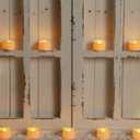 Homemory 48-Pack Novelty Flickering Flameless Tea Lights Candles, 200+Hours Battery-Operated LED Fake Candles for Wedding Table Centerpieces, Proposal, Anniversary, White Base, 1.5''xH1.3