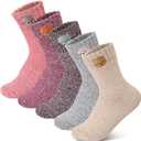 5 Pairs Winter Wool Socks Thick Soft for Women, Vintage Winter Warm Womens Boot Sock Gifts (Gentle Blending)