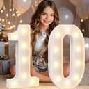 Pooqla 10th Birthday Decorations for Girls Boys, Large 12.6 in Tall Light Up Numbers for 10th Party Decorations Table Decor, Big Marquee Numbers 10th Birthday Gift for Girls Wedding Anniversary Decor
