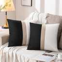 Farmhouse Throw Pillow Cover 20x20 Inch, Boho Accent Square Throw Pillow Covers Set of 2, Decorative Black and White Throw Pillow Covers for Couch Bed Sofa Living Room Bedroom Aesthetic (No Inserts)