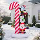8 FT Christmas Inflatable Decorations Candy Cane with Santa Claus Snowman Penguin Christmas Inflatables with Led Lights for Holiday Yard Decor Xmas Indoor Outdoor Yard Decorations