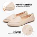 FINIWOR Loafers for Women Flats Shoes Women Pointed Toe Dress Shoes Comfortable Memory Foam Penny Loafers Slip On Shoes(Leather Beige 6/37)