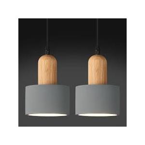 LBSQJ Modern Cement Pendant Lights Grey Chandelier Wooden Ceiling Lamps for Kitchen Island Bedroom Dining Room Living Room bar（2 Pack）