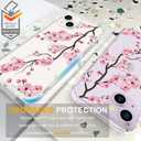 Compatible with iPhone 14 Case Flower for Women Girls Girly Cute Phone Protector Clear with Design Cool Protective,Sakura Pink Peach Cherry Blossom