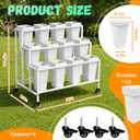 PROLEE Flower Display Stand with 12 Buckets, Flower Stand Metal with Wheels, Flower Cart 3 Layers, Flower Stand Metal with Wheels, Moving Florist Bouquet Shelf, Rectangular Rack, White