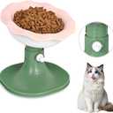 Adjustable Ceramic Elevated Cat Bowls, 30° Tilted Raised Cat Bowls, Neck Protection, Whisker-Friendly, Leak Proof for All Age Cats & Dogs, Lace (Pinkish Green)