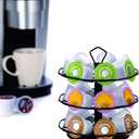 FlagShip K cup Holder Carousel 3 Tier for Keurig Pod Holder Metal DIY Install Small for K-cup Storage Stand 21 K Pod Storage