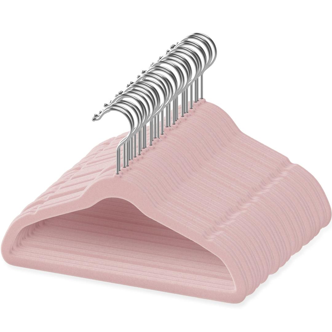 50 pink velvet baby hangers