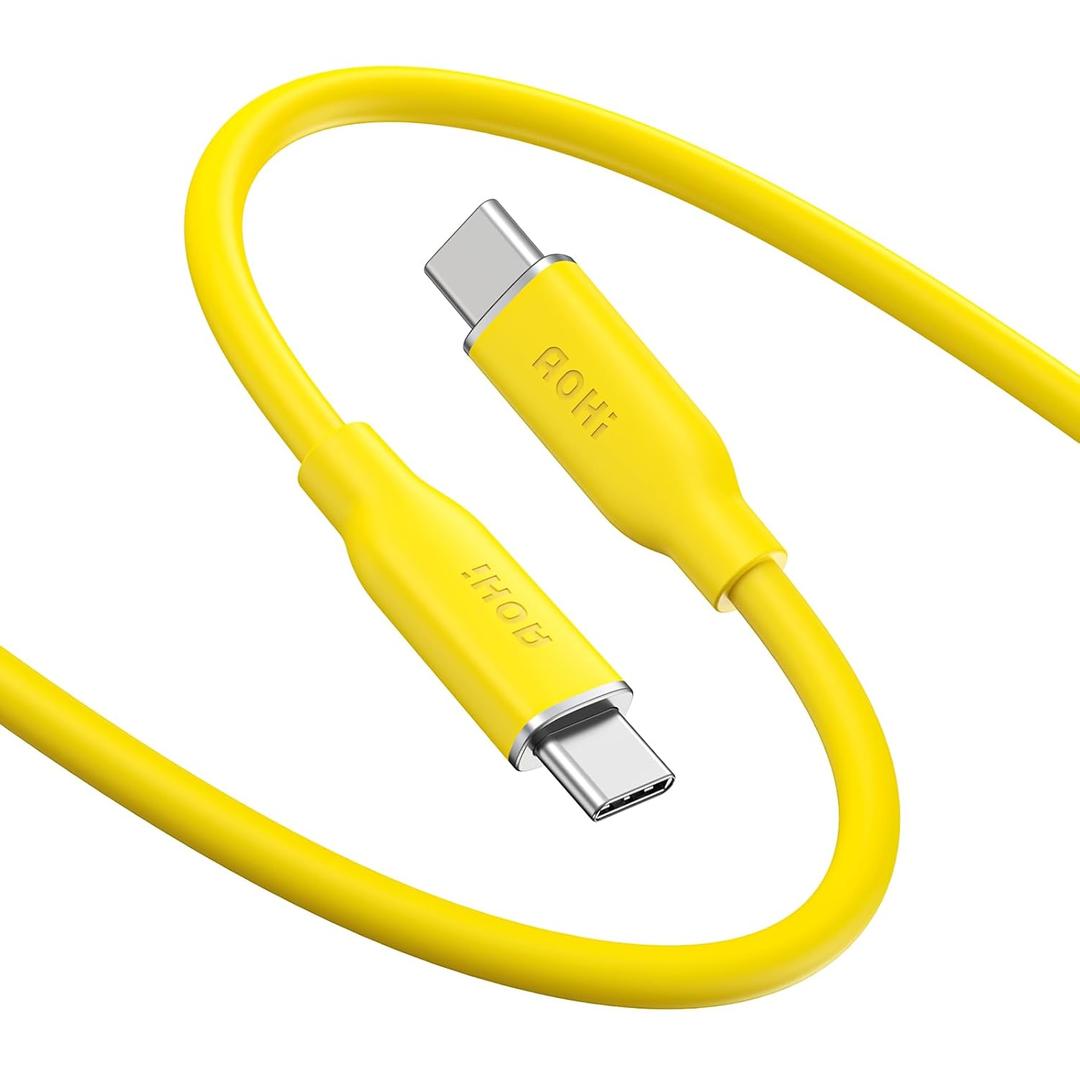 AOHI 140W USB C to USB C Cable PD 3.1 Type C Fast Charging Cable Fast Charge for MacBook Pro, iPhone 15 Pro Max Plus, iPad Pro/Air, Galaxy S23Ultra, Pixel, Switch, 3.3ft, Yellow
