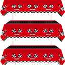 Childom 3Pcs Racing Car Plastic Tablecloth, Race Birthday Party Decorations, 54'' x 108'' Checkered Table Cloth Decor, Favors Rectangular Tablecloth for Boys Baby Shower Home