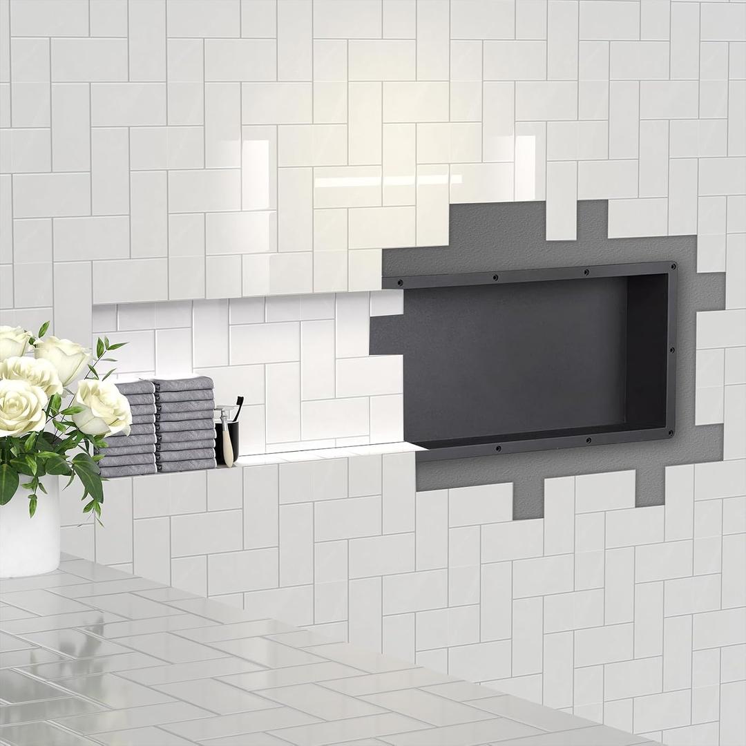 Uni-Green Large Rectangle Shower Niche 14" x 50"(Inside 12" x 48") with Mosaic MESH - Shower Niche Insert Tile Ready for Shower Wall Shelf - for Shampoo & Toiletry Storage Flush Mount Installation