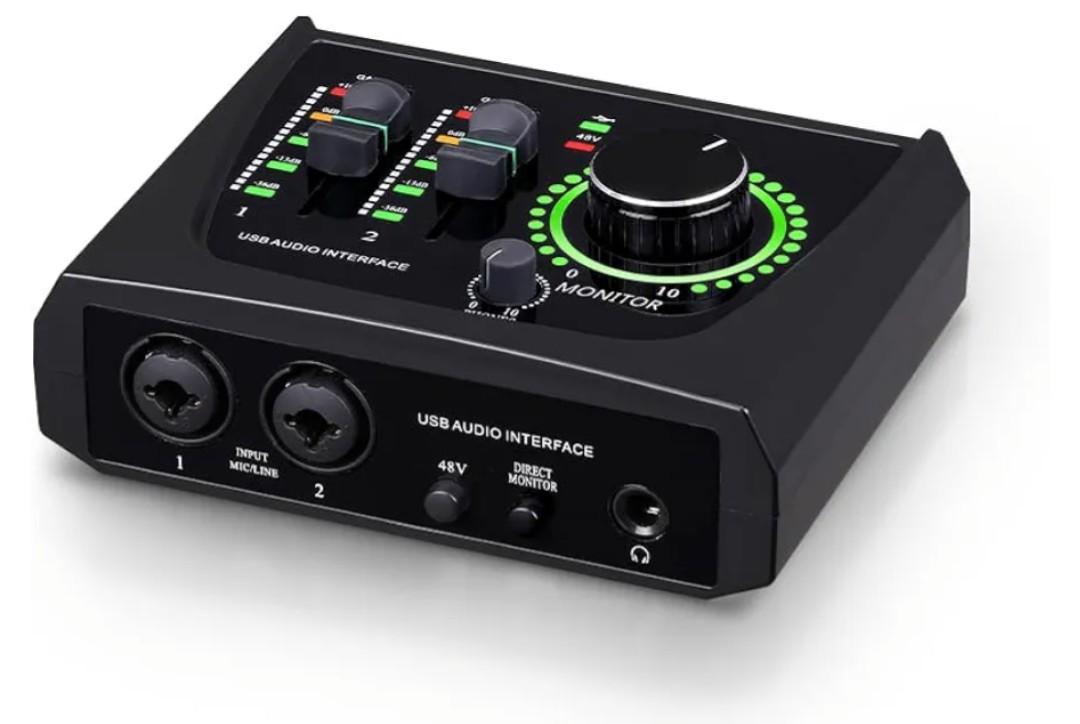 BOMGE mini 2 Channel USB Audio Interface for Recording, Streaming and Podcasting, with XLR/48V Phantom Power, Studio Quality Audio Interface for Guitarist, Vocalist, Podcaster or Producer