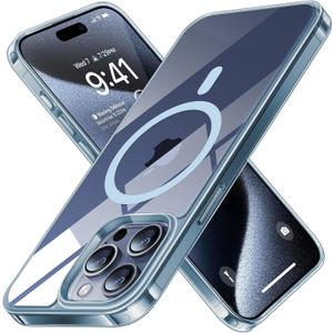 TORRAS Magnetic Shockproof for iPhone 15 Pro Case, [Military-Grade Drop Tested] [Compatible with MagSafe] Translucent Slim Protective Anti-Scratch Anti-Fingerprint Guardian 2023, Clear Blue