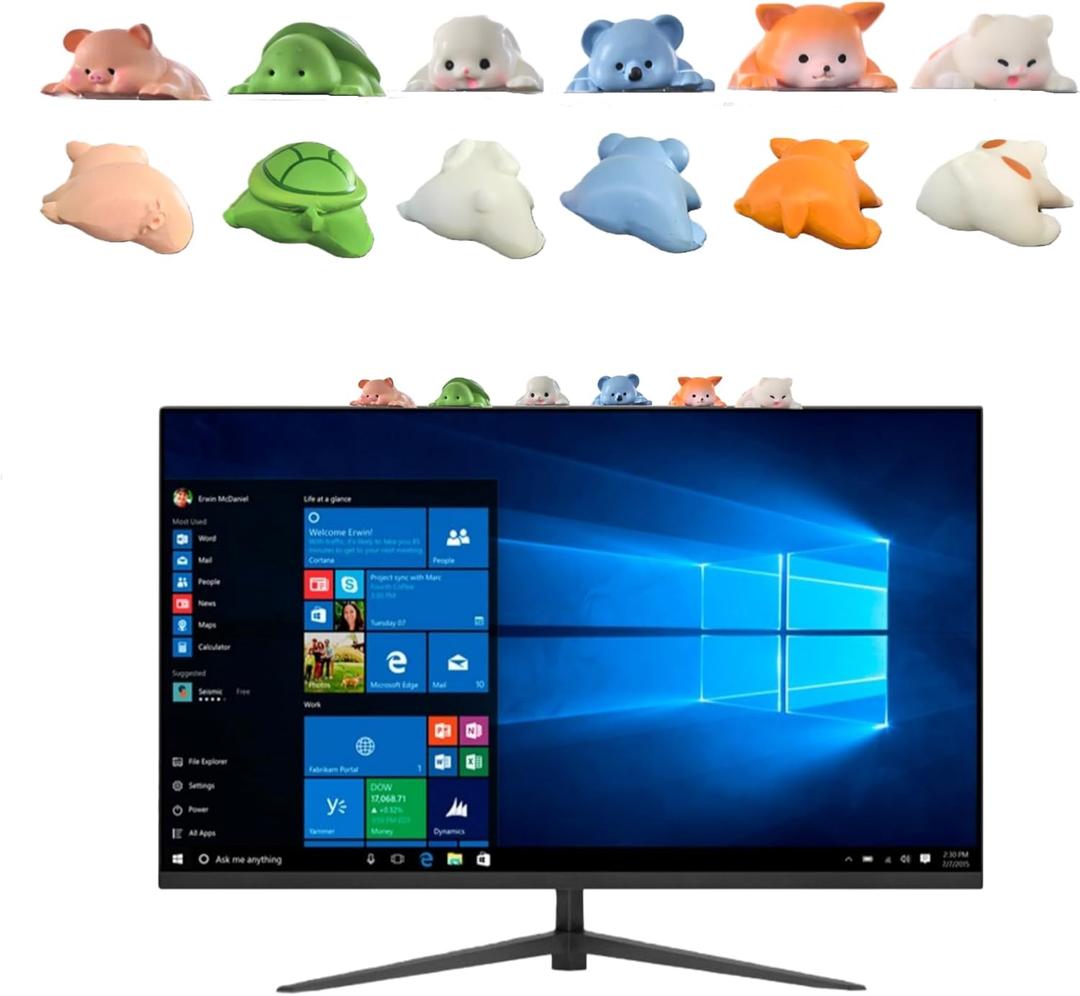 6Pcs Resin Creative 3D Craft Figurine Computer Monitor Decor,Funny Resin Animal Statue Decor,Car Central Control Screen and TV Monitor Decorations,Adorable Office Desk Toy