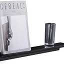 BGL Floating Shelf Black, Stainless Steel Floating Shelf Metal 15.7 Inches Wall Mount Bathroom Shelf for Organizer