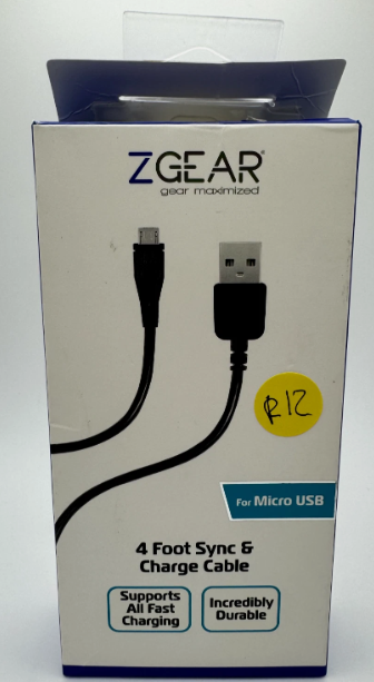 Zgear 4 Foot Sync & Charge Cable For Micro Usb And Glass For 16 Pro