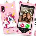 Kids Smart Phone for Girls - Safest Phone for Kid & Teens, Talk & Text - Kids Cell Phone Toy, 4.2'' Touchscreen, Dual Cameras, Games, 32GB Card Pink