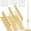 24 Set Candle Holders Bulk with 10'' Dripless Taper Candles 3.3'' 5.5'' 6.3'' Metal Candlestick Holders Vintage Modern Decorative Table Centerpiece for Wedding Birthday Home Decor (Gold)