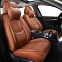 KIDYACWST Car Seat Covers Full Set FauxLeather,5 Seats Universal Seat for Cars,2023 Seat Cushion Protector Waterproof,Brown Leather Seat Set,Suitable SUV Trucks Seat Covers,Front Pair and Rear