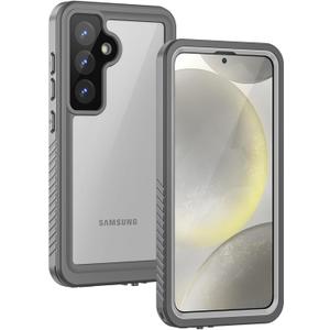 Lanhiem for Samsung Galaxy S24 Case (Not for S24FE/S24+), IP68 Waterproof Dustproof, Built-in Screen Protector, Rugged Full Body Shockproof Protective Cover for S24 5G 6.2 Inch, Marble Gray