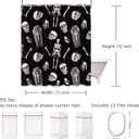Bayson Spooky Halloween Shower Curtain, Creepy Skull Skeleton Coffin on Black Background Bath Curtain for Bathroom Decor Waterproof Polyester Fabric 72 x 72 Inches Set with Hooks