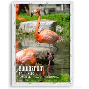 euwazram Rustic White 14x20 Frame - Single Frame, 14 x 20 Poster Frame for Artwork, Puzzles, Photos and Movie Posters Picture Frames