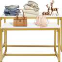 2PCS Shoes Handbag Display Stand Gold Modern Nesting Tables Set Metal Display Riser Shelf for Home Clothing Shops Retail Stores Gold,Load 110lbs(39.37x15.75x22in;31.5x15.75x18.1in)