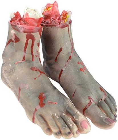 Fake Severed Hands Feet for Halloween Horror Scary Party Props Decoration (1 Pair Fake feet)