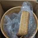 3 Pcs Rattan Bathroom Accessories Set Wicker Handwoven Trash Can Basket Waste Paper Basket Square Tissue Box Holder Toilet Vanity Tray for Kitchen Office Organizer Decorative (Natural)