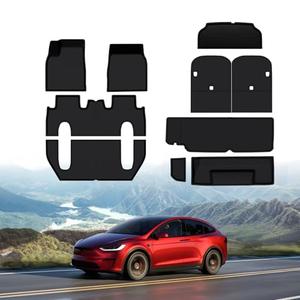 BASENOR 10PCS Floor Mats for Tesla Model X 6-Seater All Weather Protection XPE Car Mats Anti-Slip Trunk Mat Cargo Liners Back Seat Cover [Proprietary Design] Model X Plaid Accessories 2022-2026