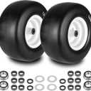 13x6.50-6 Flat Free Lawn Mower Tire and Wheel, Zero Turn Mower Front Tires By Cenipar With 3/4" & 5/8" Bearings, 4"-7.2" Centered Hub, 13x6.5-6 Flat Free Tire and Wheel for Residential and Commercial