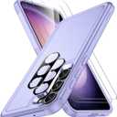 SPIDERCASE Designed for Samsung Galaxy S23 Case, [10 FT Military Grade Drop Protection], 2 Pack [Tempered Glass Screen Protector+Camera Lens Protector] Heavy Duty Shockproof Case, Light Purple