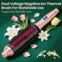 Infrared Thermal Brush 2-in-1 Curling Straightening Round Brush 1.5 Inch Heated Round Brush 6 Heat Settings Dual Voltage Styler Sleek Shiny Results Salon Styler Women Gifts Pink