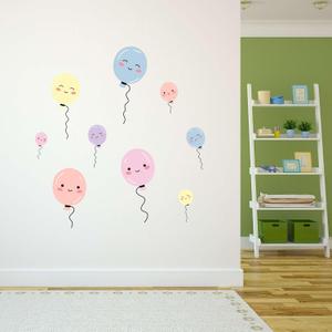 Design With Vinyl Danish Pastel Wall Decal Kawaii Cute and Happy Balloons Dancing Removable - Size: 18 in x 20 in