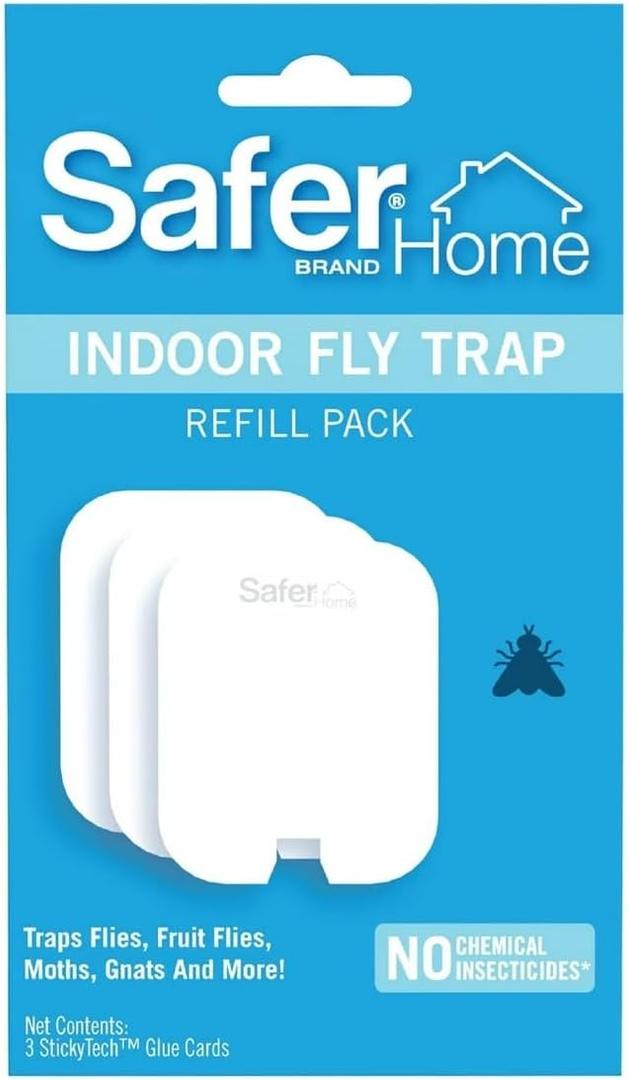 Safer Premium Indoor Fly Trap Glue Card Refills  3-Pack Replacement Sticky Cards  Compatible with Safer Home SH502 Plug-in Trap  Long-Lasting Fruit Fly, Gnat & Moth Control